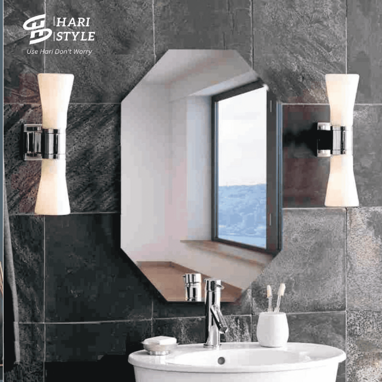 Decorative bevel mirror in interior